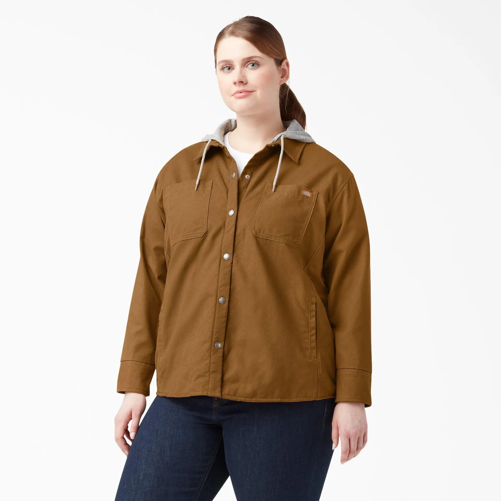 Women's Plus Duck Hooded Shirt Jacket