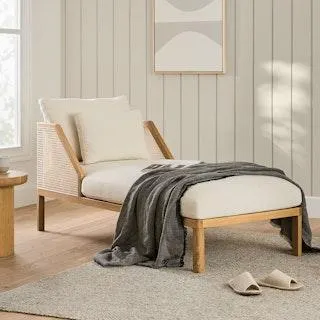 Candra 67" Oak Chaise Lounge - Vintage White