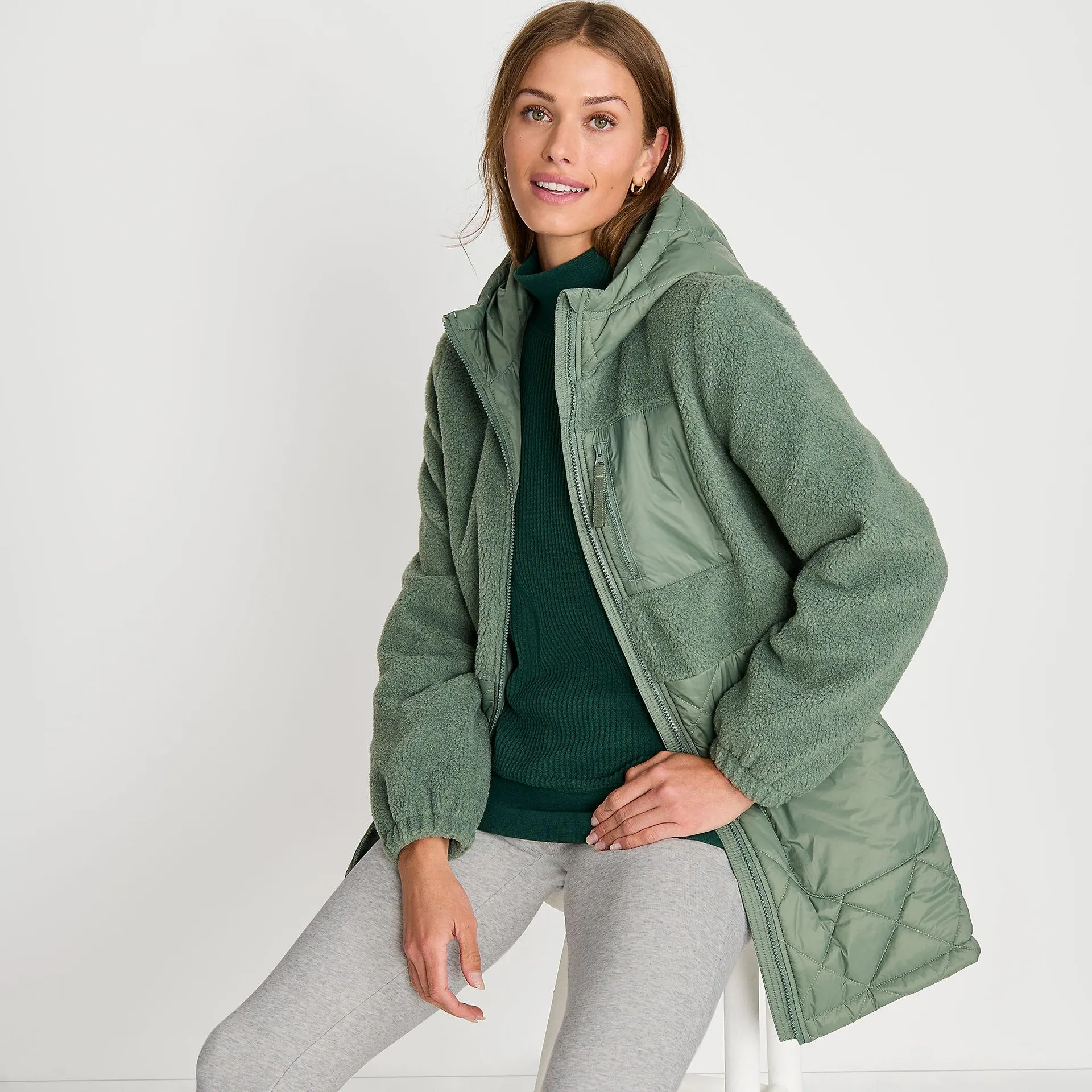 Women's Sherpa Quilted Mixed Media Parka