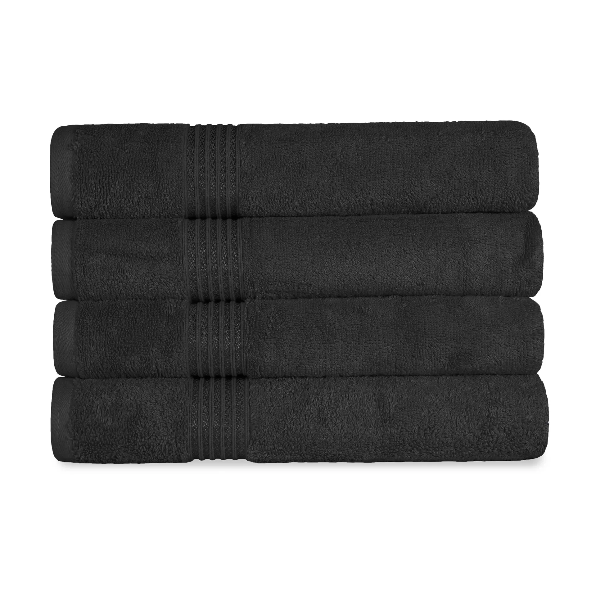 Blue Nile Mills 4 Pack Egyptian Cotton Bath Towel Set Quick Drying Solid Towels for Bathroom 600GSM