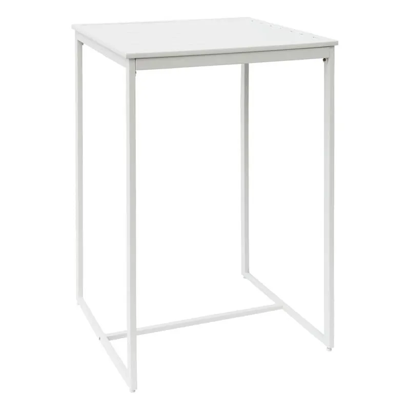 Grammercy White Steel Slat Patio Bar Table, 28"