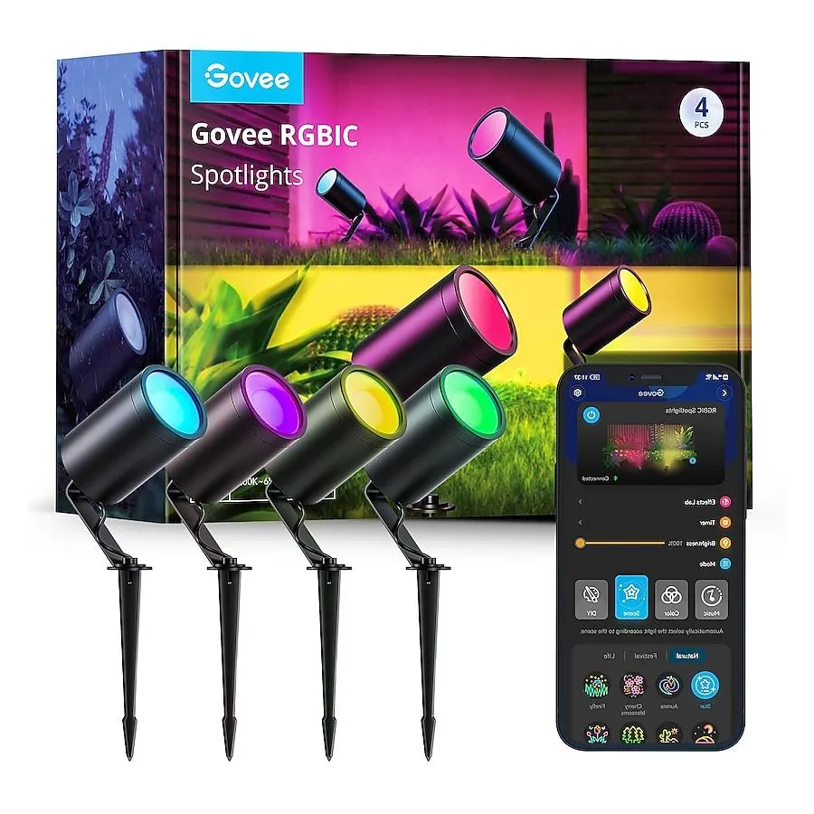 Govee Spot light 48 -Watt Black Low voltage Color Changing Plug-in Smart Compatible LED Spot light kit