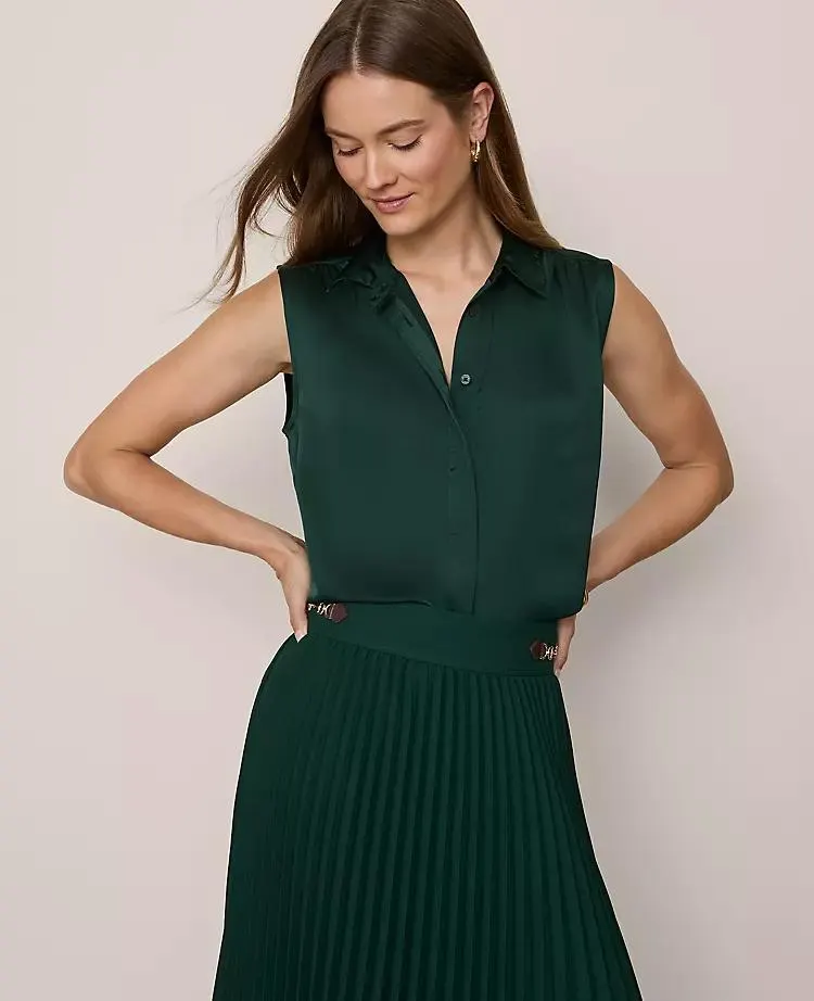Shirred Yoke Sleeveless Shirt