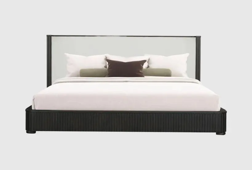 Ronan King Wood & Upholstered Platform Shelter Bed