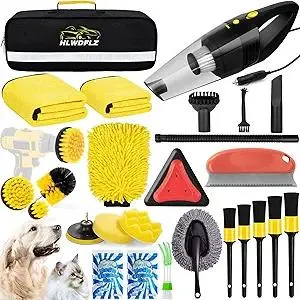 26PCS Car Wash Cleaning Kit with High Power Handheld Vacuum, Car Detailing Kit Interior Cleaner, Detailing Brush Set, Cleaning Gel, Pet Hair Car Cleaning Tools, Complete Car Care Tools