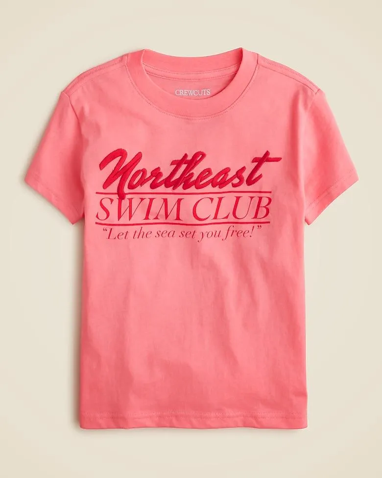 Kids' short-sleeve Northeast Swim Club graphic T-shirt with embroidery