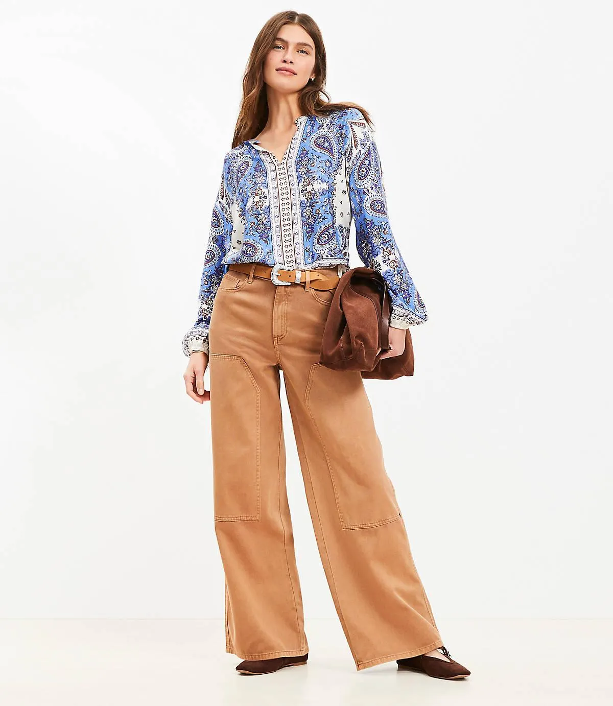 Wide Leg Carpenter Pants in Twill