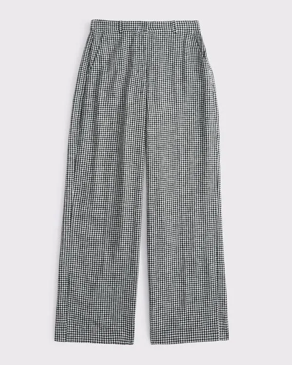 Curve Love Tailored Linen-Blend Wide Leg Pant