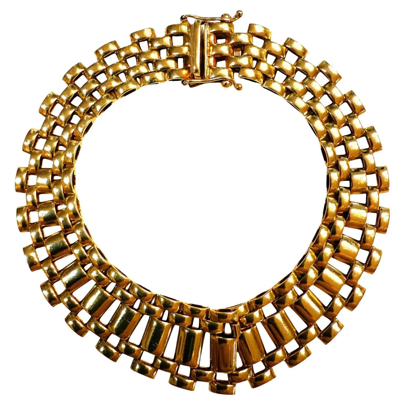 14K Yellow Gold Italian Interlocking Graduated Band Bracelet 17.94 grams