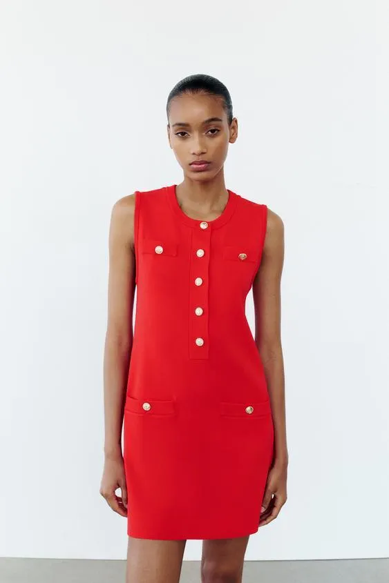 VESTIDO CORTO PUNTO LISO