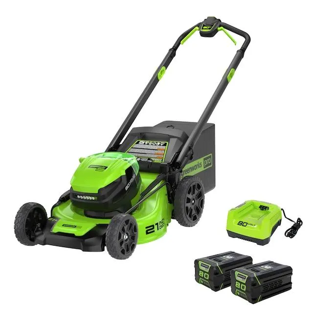 Greenworks Pro 80-volt 21-in Cordless Push Lawn Mower 2.5 Ah (2-Batteries and Charger Included)