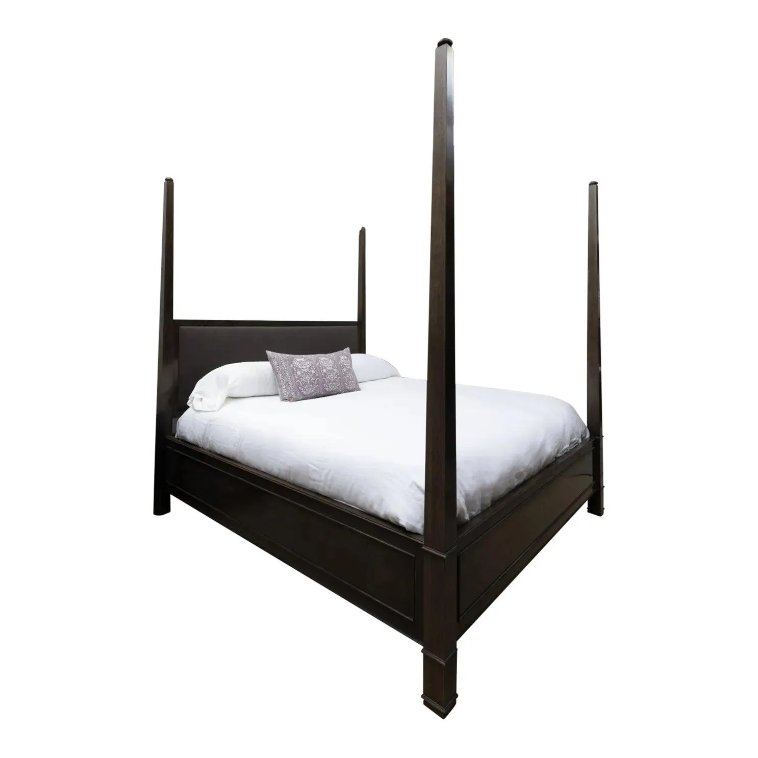 King Poster Bed With Upholstered Headboard by Lillian August for Hickory White