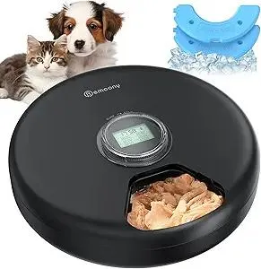Automatic Cat Feeder Wet Food: Cordless Dog Foods Dispenser - Small Pet Fresh Food Refrigerated Container with 2 Ice Packs - Programmable Timer AA Battery Powered Kitten Feeding - 6 Meals Per Day