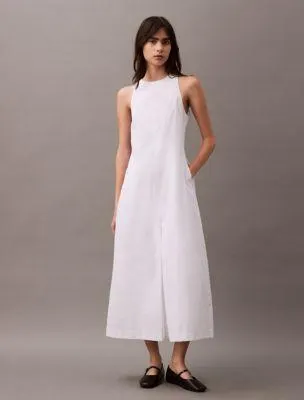 Cotton Poplin Sleeveless Midi Dress