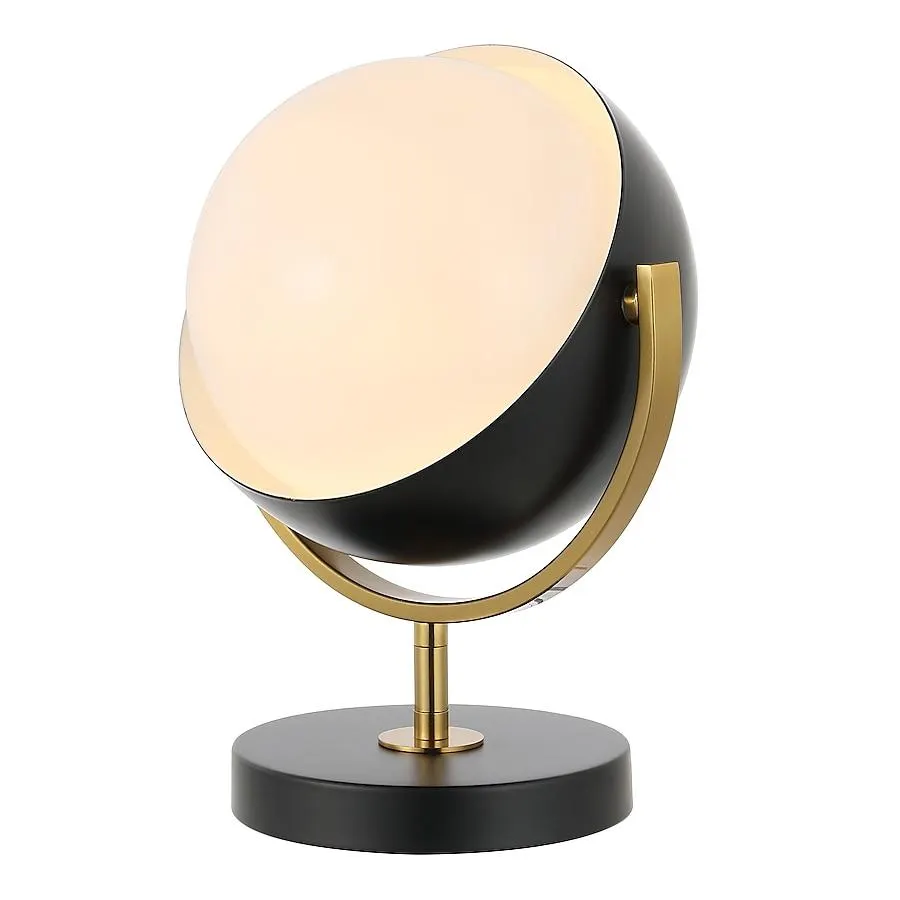 JONATHAN Y Orion Metal/Acrylic Orb 420 -Lumens 4 -Watt Black/Brass Gold Line voltage Warm White Plug-in LED Spot light