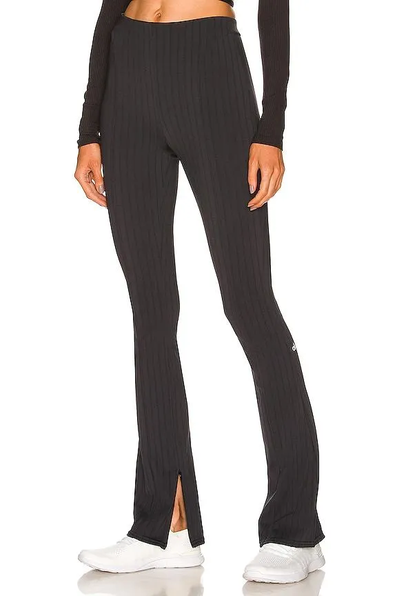 High Waist Pinstripe Zip It Flare Legging
