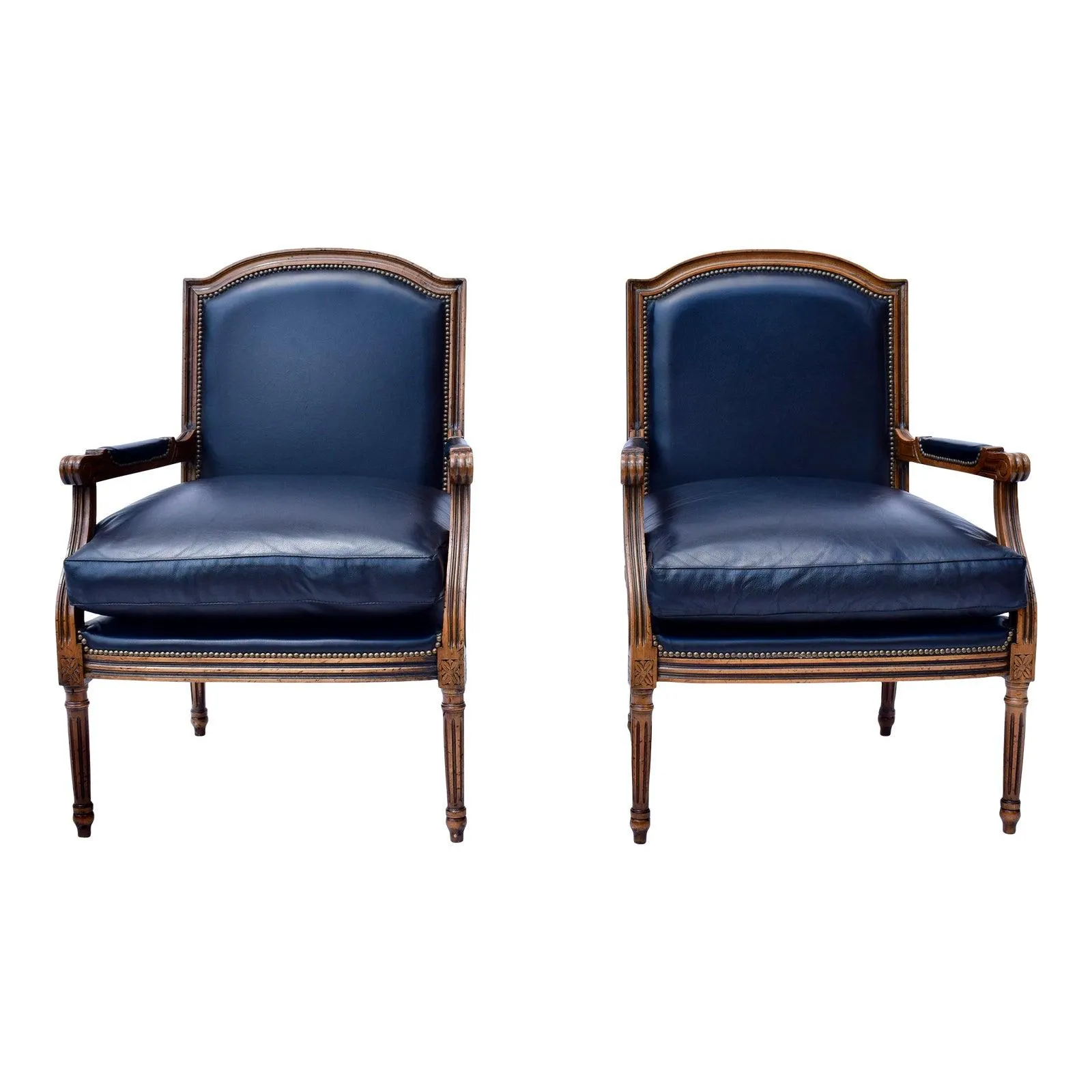 Louis Xvi Style Leather Fauteuil Chairs