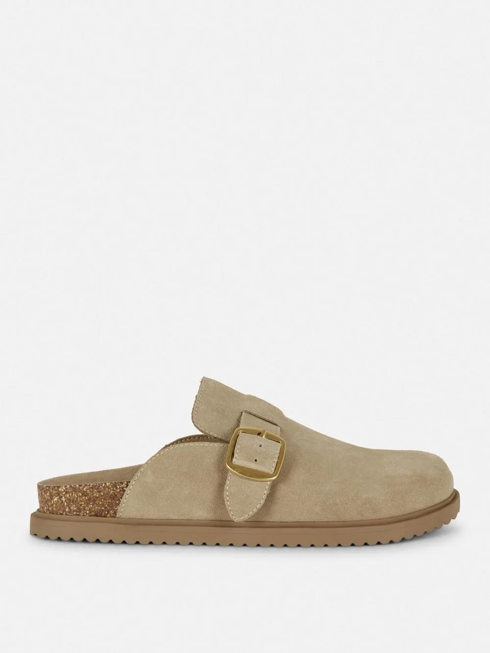 The Edit Suede Buckle Clogs