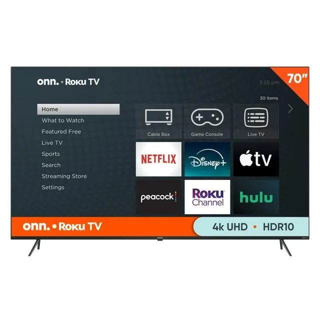 onn. 70” Class 4K UHD (2160P) LED Roku Smart Television HDR (100012588)