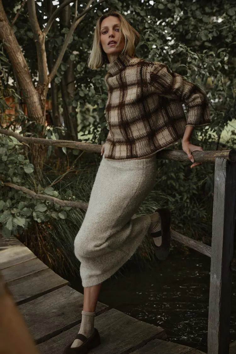 MAGLIA A QUADRI EFFETTO SPAZZOLATO