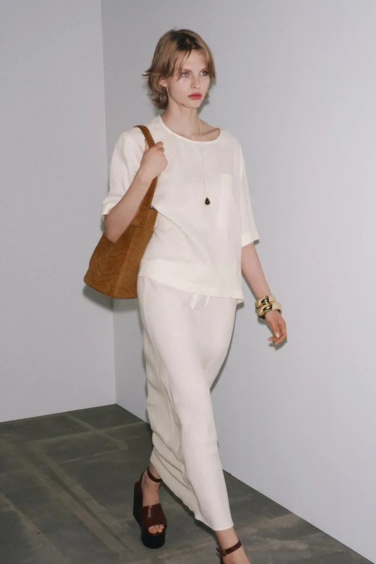 ZW COLLECTION LINEN SHORT SLEEVE TOP