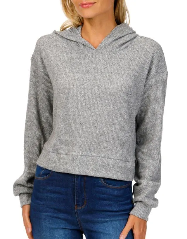 No Comment Juniors Ribbed Hooded Sweatshirt