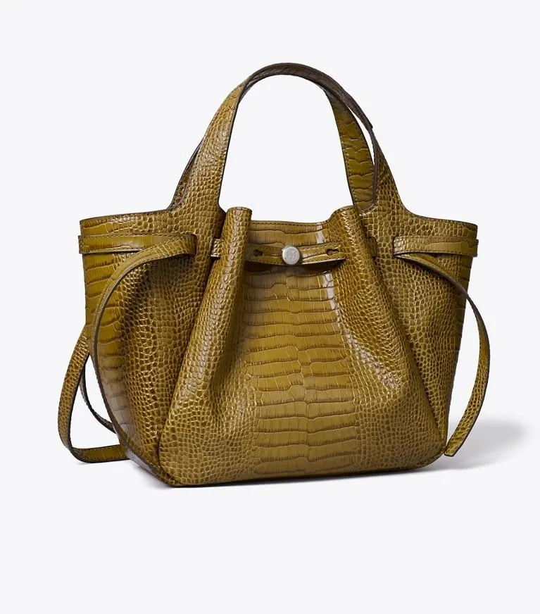 SMALL ROMY CROC-EMBOSSED TOTE