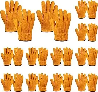 12 Pairs Leather Work Gloves for Men Women, Gardening, Construction, Wood Cutting, Driving, Automotive Repair