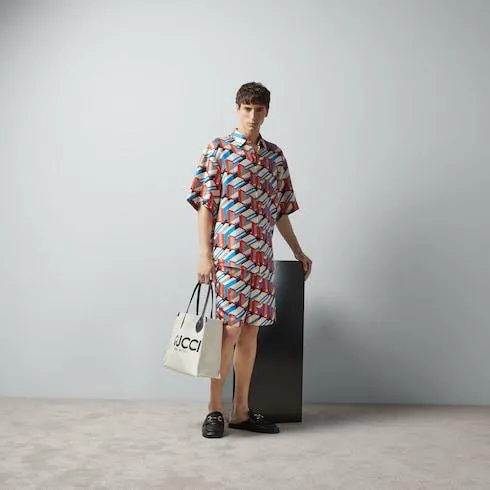 Gucci pixel print silk shirt