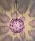 Vintage Spherical Ceiling Lamp with Chrome-Plated Metal Frame and Purple Plastic Flower Trim