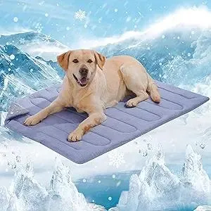 MARUNDA Dog Cooling Mat, No Need to Freeze Or Refrigerate This Cool Pet Pad Cat Mats- Keep Your Pet Cool, Machine Washable.(36" x 24" (L-Crate), Blue)
