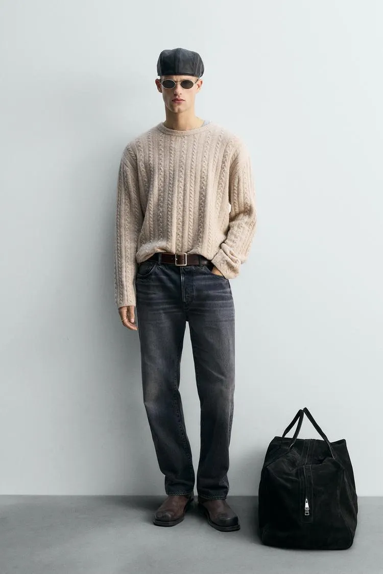 CABLE KNIT TEXTURED SWEATER