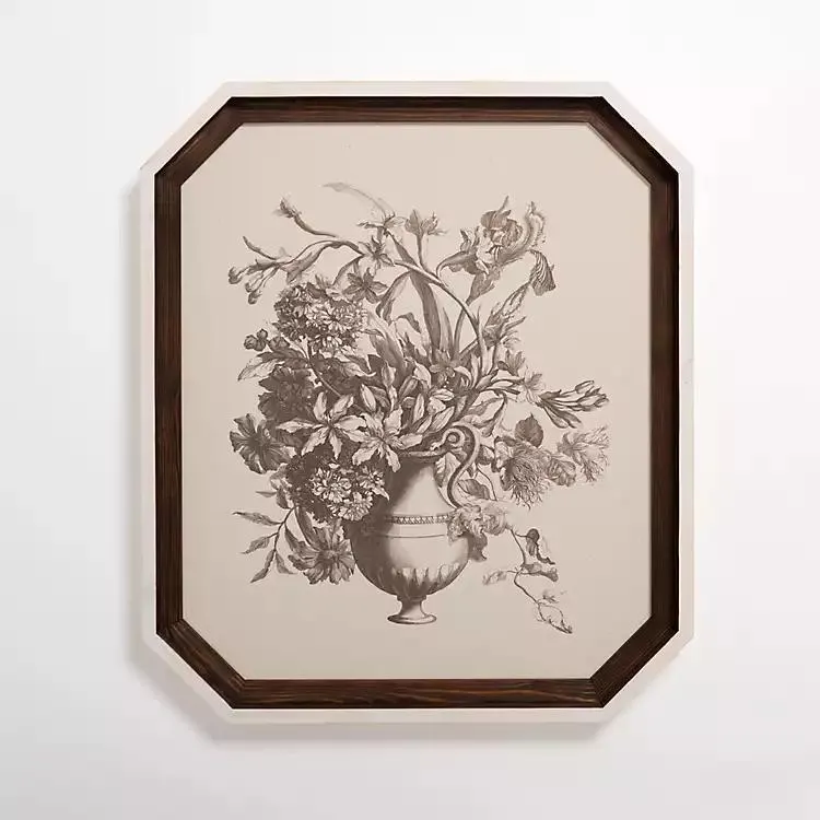 Vintage Floral Octagon Framed Art Print