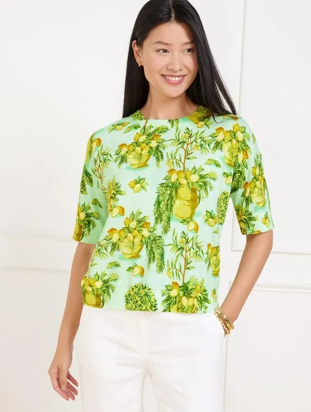 Elbow Sleeve Pullover - Lemon Trees