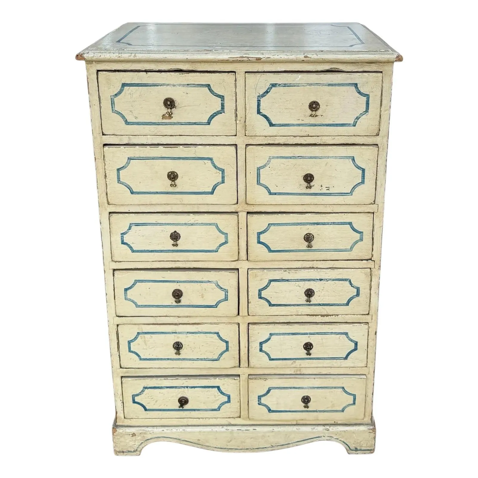 Antique Paint Decorated French Lingerie Chest of Drawers