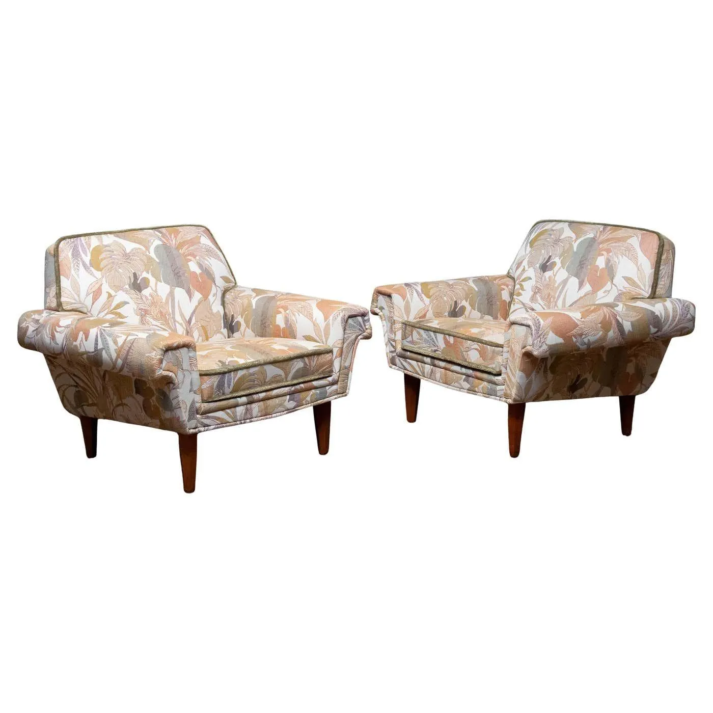 1960s, Pair of Lounge Chairs in Jacquard Fabric by Trensums, Sweden