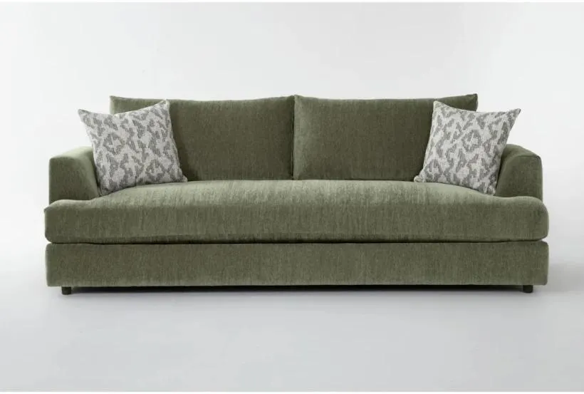 Opaline Green Crypton Fabric Down High Performance 97" Sofa | Loose Reversible Back