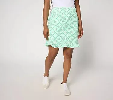 Belle Body by Kim Gravel Petite Geo Athletic Jersey Ruffle Skort