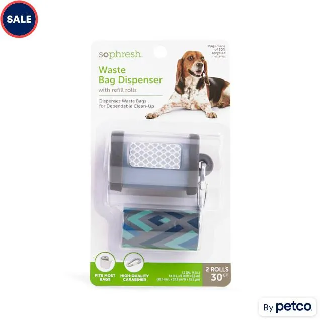 So Phresh Grey Dog Waste Bag Dispenser with Refills, Count of 30