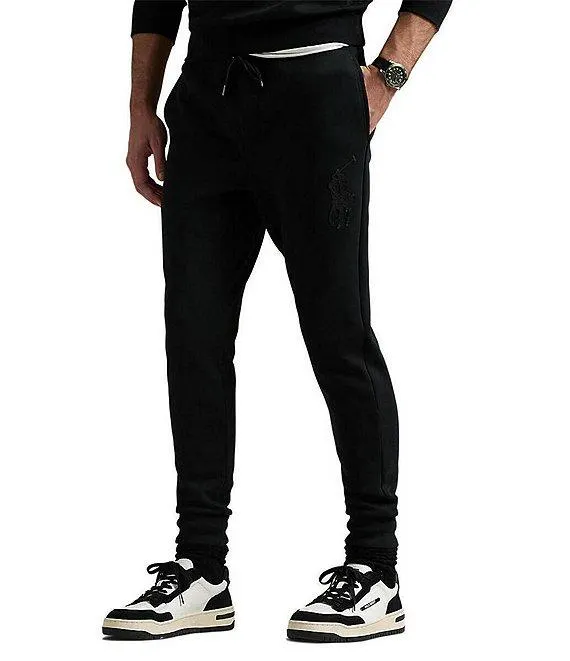 Leather Pony Double-Knit Jogger Pants