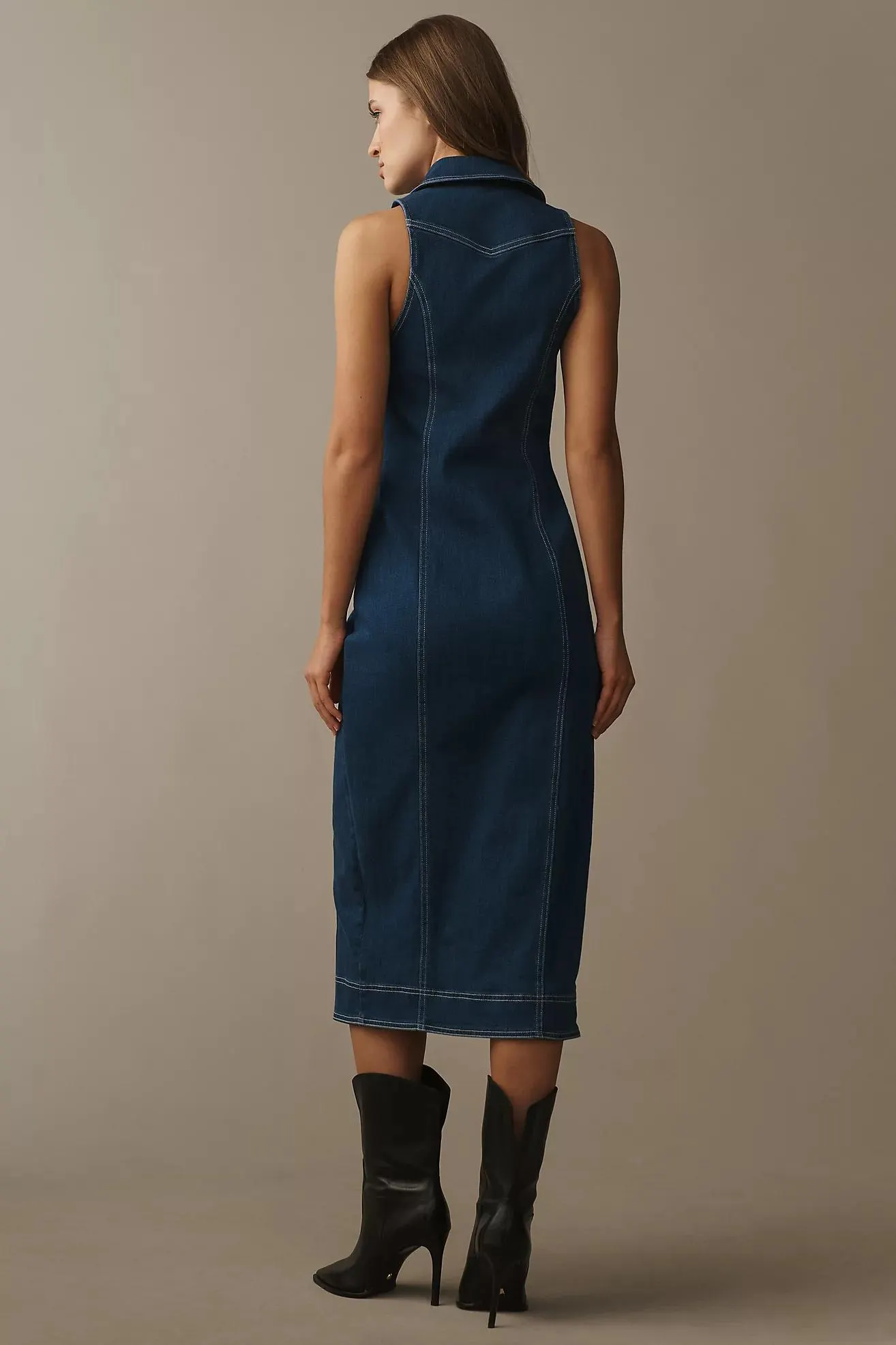 Pilcro Fitted Denim Midi Dress
