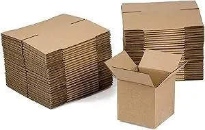 50 Pack 4x4x4 Inches Shipping Boxes, Small Corrugated Cardboard Boxes for Mailing and Packing, Brown