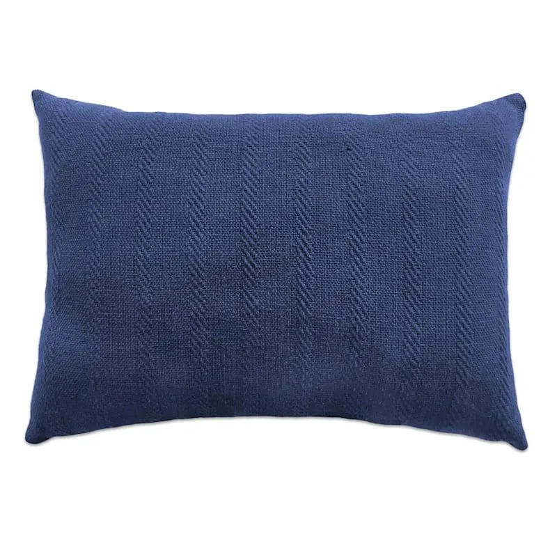 Barrington Navy Blue Woven Oblong Throw Pillow, 14x20