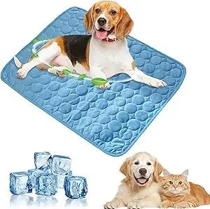 2025 New Dog Cooling Mat, Pet Cooling Mats, Summer Cool Pads Pet Mat Outdoor for Dogs & Cats, Pet Bed Mats Machine Washable(Blue, XL: 100×75 cm 39×30")