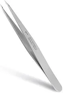 Pointed Tweezers for women Facial hair, NO Gaps Precision Tweezers for Eyebrows, Chin Hair,Ingrown Hair, Splinters, Glass Removal(Silver)