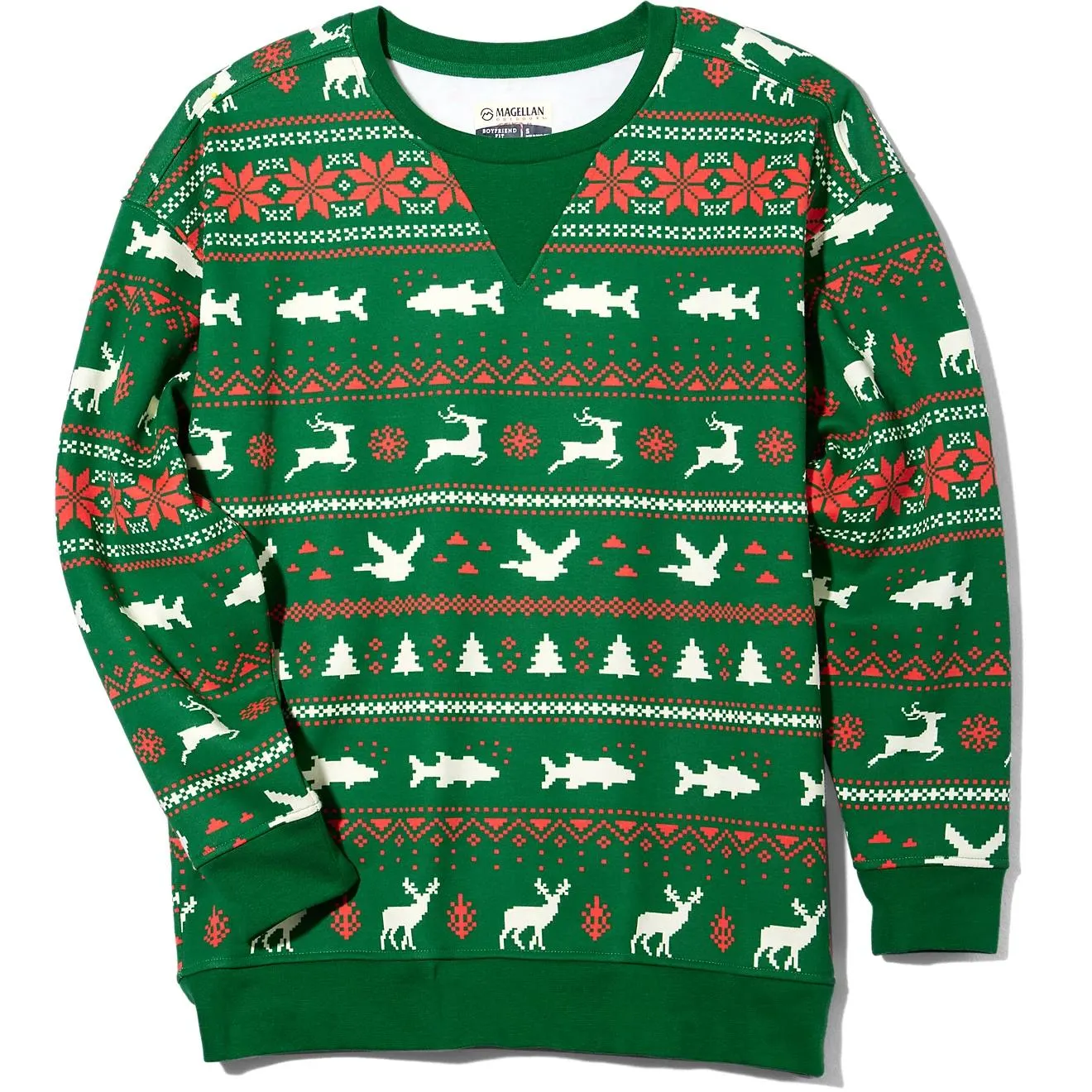 Magellan Outdoors Women’s Holiday Fleece Crew Neck Sweatshirt