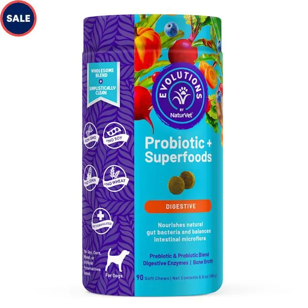 Evolutions By NaturVet Probiotic + Superfoods Digestive Dog Soft Chews, Count of 90
