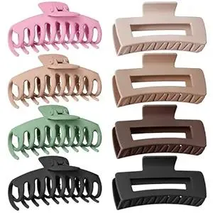 TOCESS 8 Pack Big Hair Claw Clips for Women Large Claw Clip for Thin Thick Curly Hair 90's Strong Hold 4.33 Inch Nonslip Matte Jumbo Hair Clips (8 Pcs)