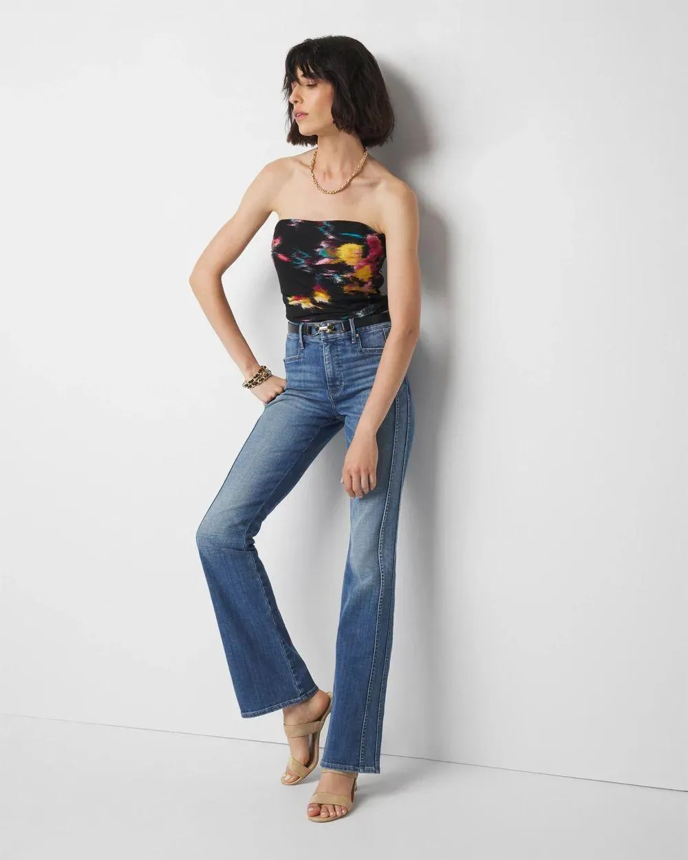 High-Rise Novelty Pocket Flare Jeans