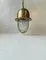 Vintage Industrial Nautical Pendant Lamp in Brass & Glass, 1970s